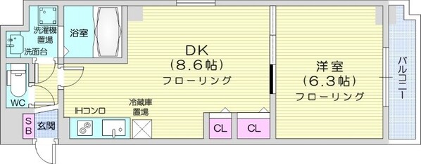 北２４条駅 徒歩5分 4階の物件間取画像